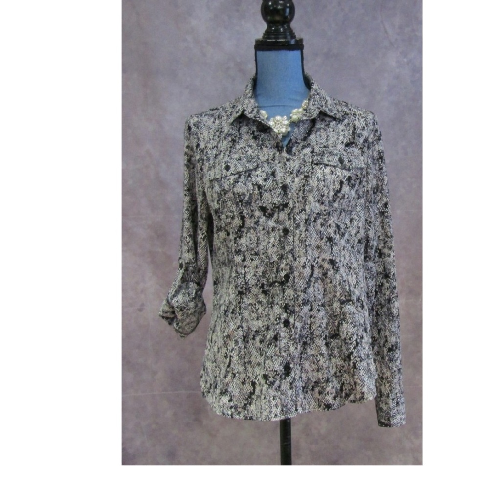 Dana Buchman Python Snake Print Blouse Size M - image 1